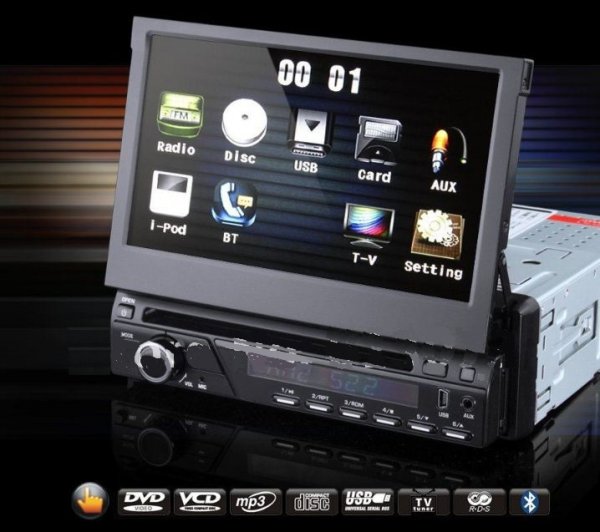 DVD, Bluetooth,GPS, CD, CD-R, FM-передатчик, моб. телефон,сенсор, ТВ.